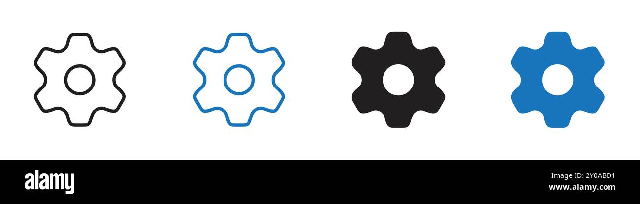 Settings icon linear vector graphics sign or symbol set for web app ui ...