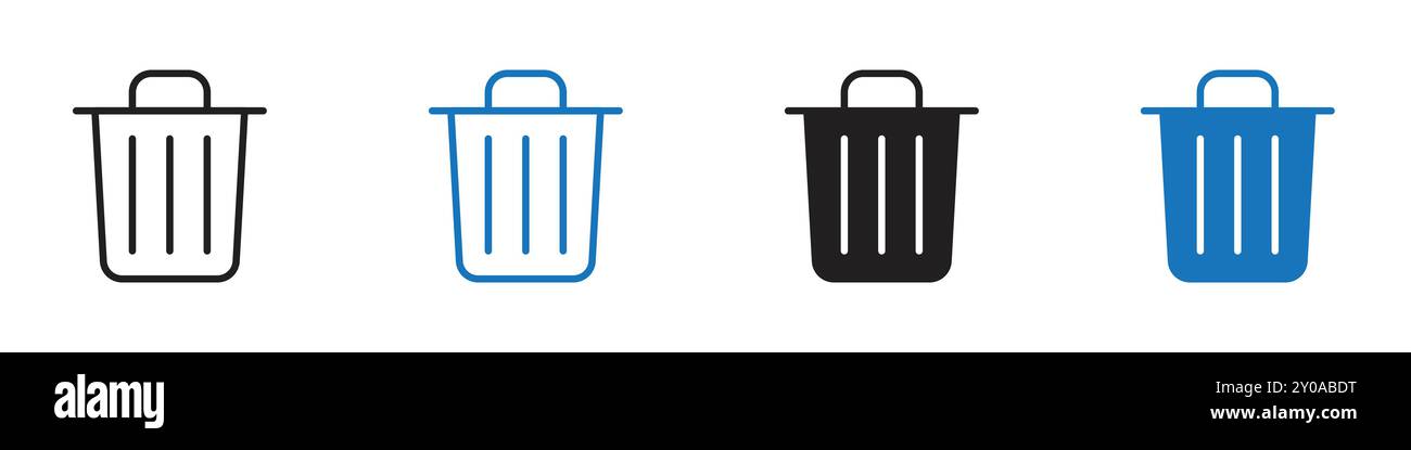 Trash icon linear vector graphics sign or symbol set for web app ui Stock Vector