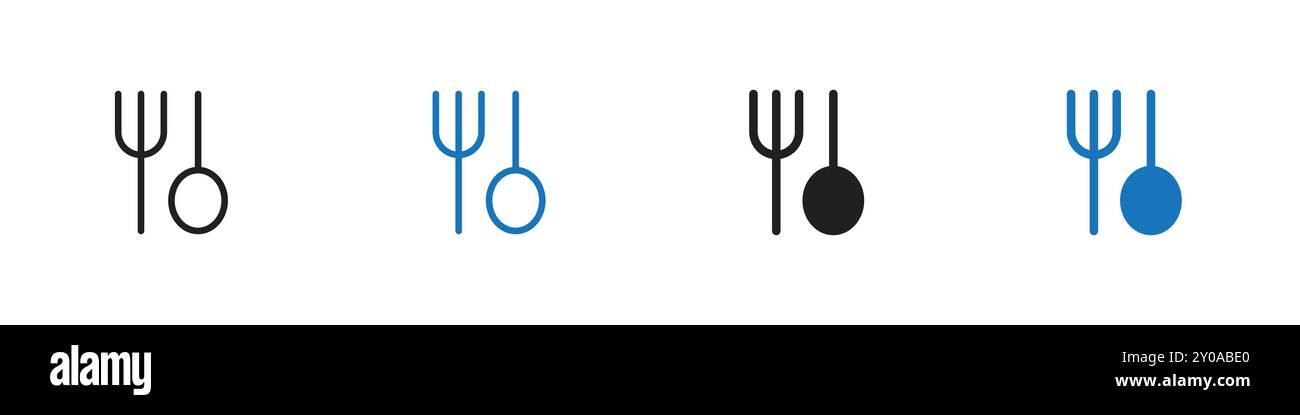 Spoon fork icon linear vector graphics sign or symbol set for web app ui Stock Vector