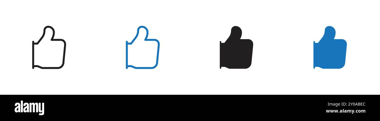 Thumbs up icon linear vector graphics sign or symbol set for web app ui Stock Vector