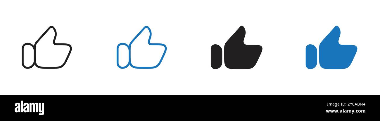 Thumbs up icon linear vector graphics sign or symbol set for web app ui Stock Vector