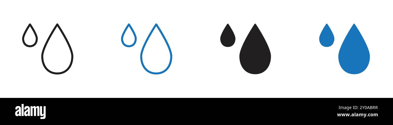 Water drops linear vector graphics sign or symbol set for web app ui Stock Vector