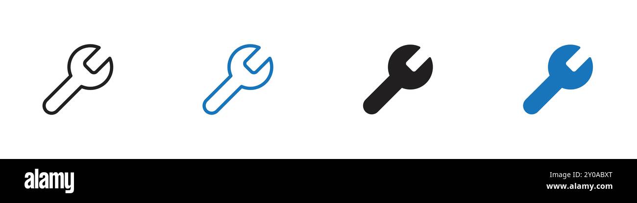 Wrench icon linear vector graphics sign or symbol set for web app ui Stock Vector