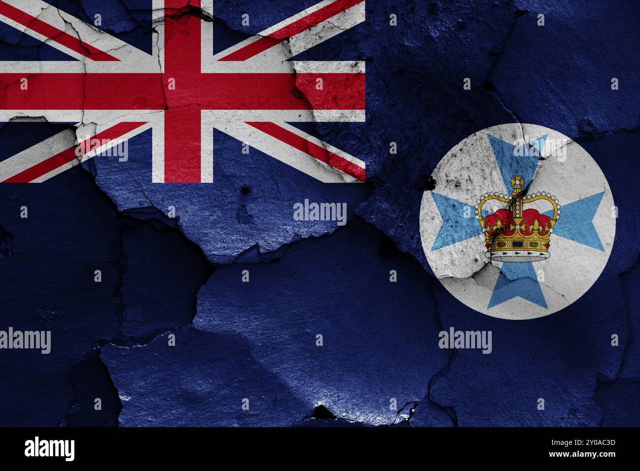 Flag of Queensland painted on cracked wall Stock Photo - Alamy