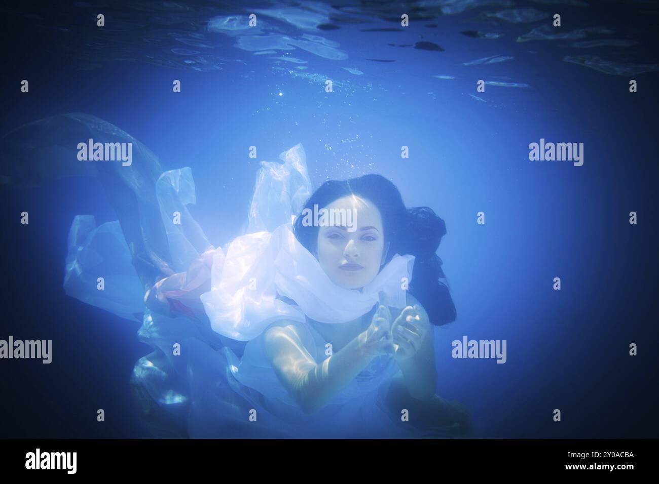 Underwater close up portrait of a woman in swimming pool Stock Photo ...