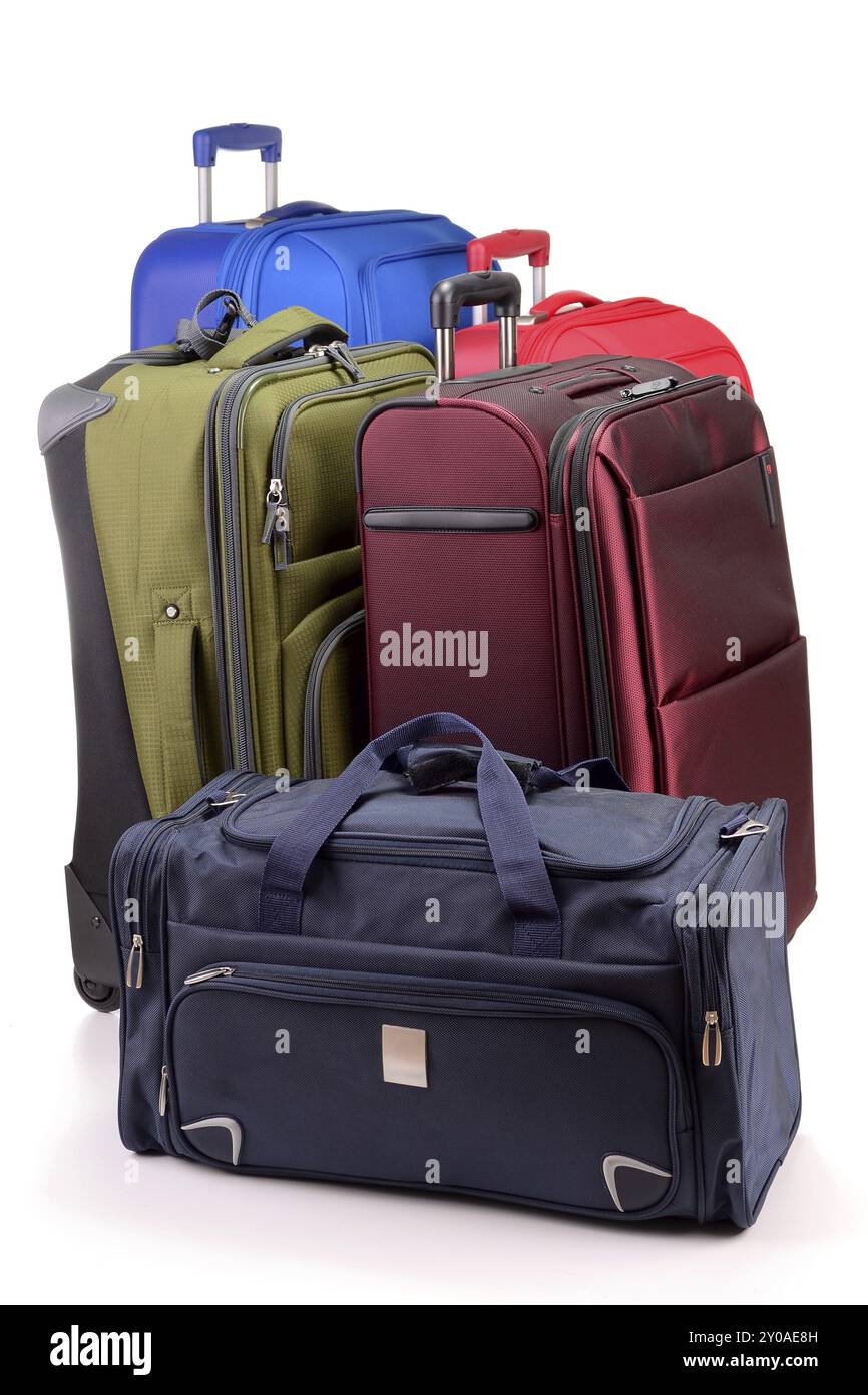 Luggage consisting of large suitcases isolated on white Stock Photo