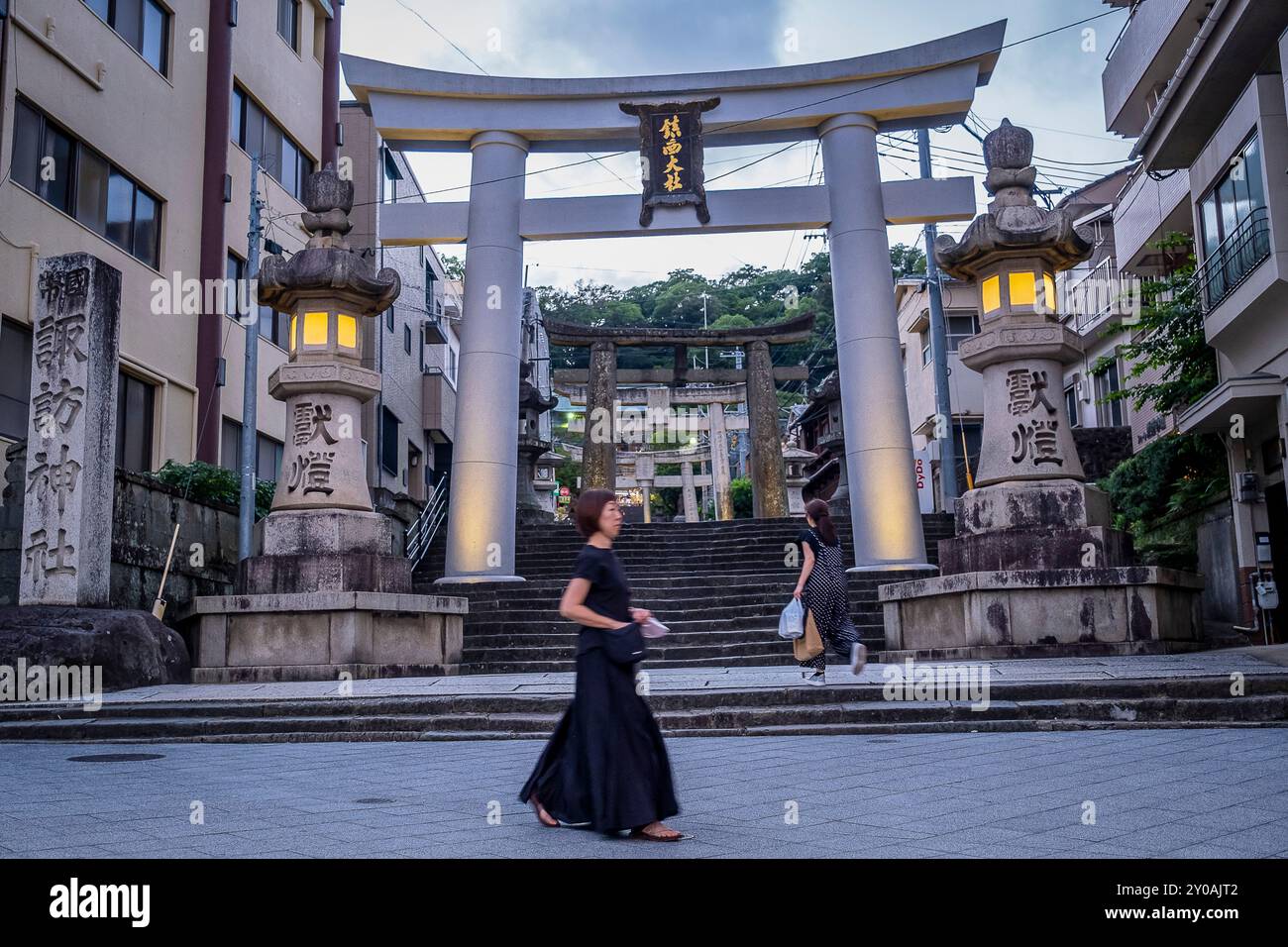 Torii gates at the Suwa Shrine, Nagasaki, Japan Stock Photo