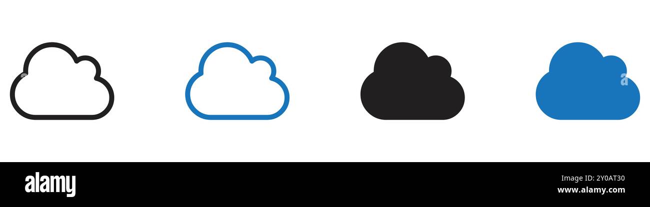 Cloud icon linear vector graphics sign or symbol set for web app ui Stock Vector