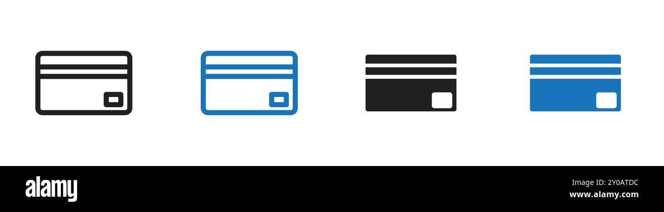 Credit card icon linear vector graphics sign or symbol set for web app ...