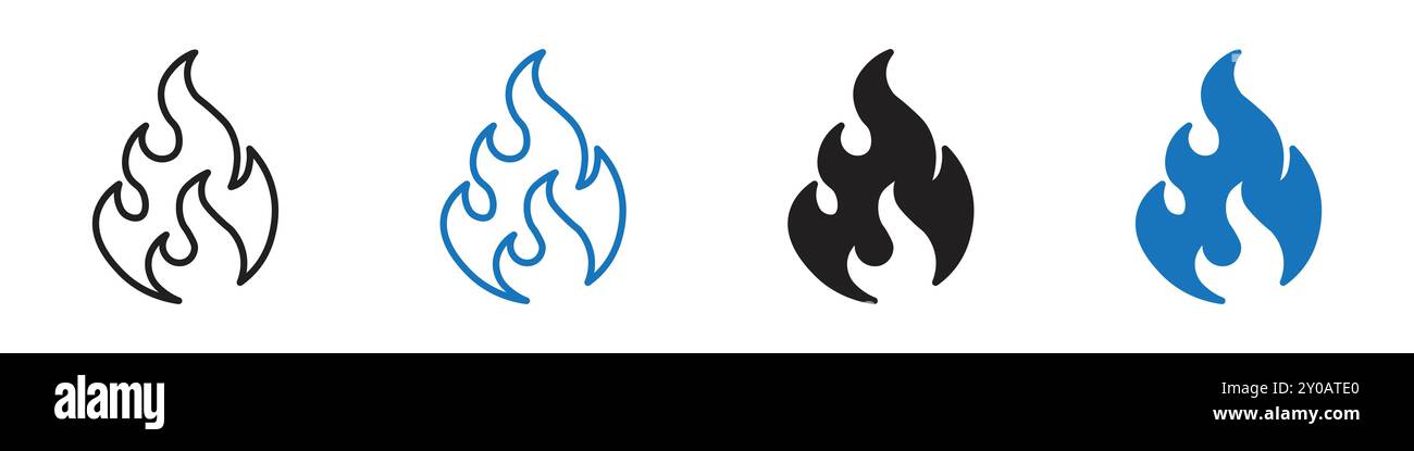 Fire icon linear vector graphics sign or symbol set for web app ui Stock Vector