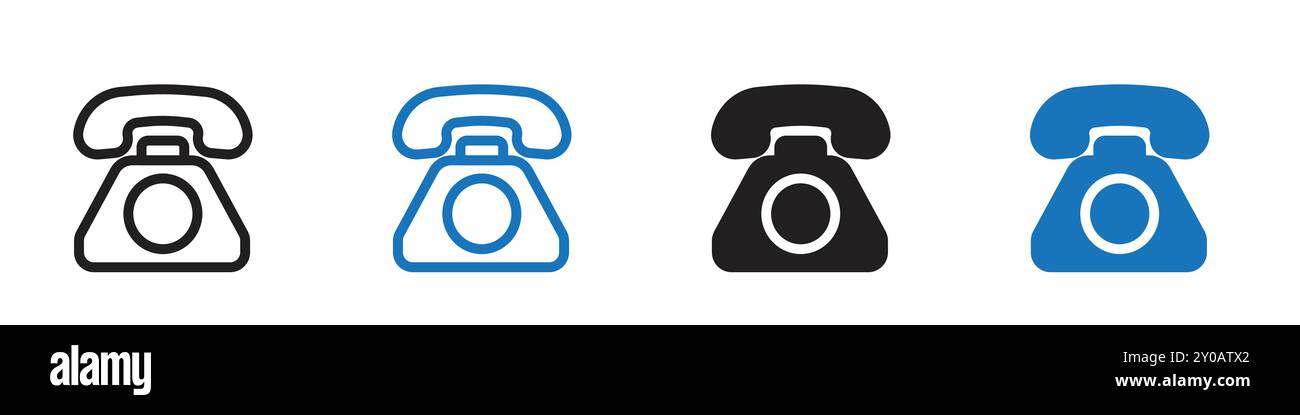 Telephone icon linear vector graphics sign or symbol set for web app ui Stock Vector
