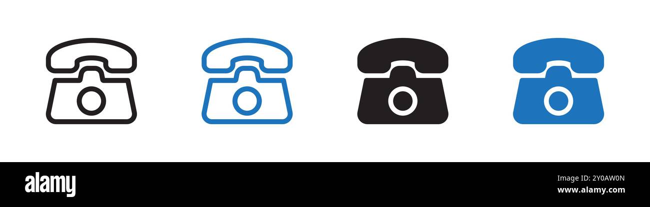 Telephone icon linear vector graphics sign or symbol set for web app ui ...