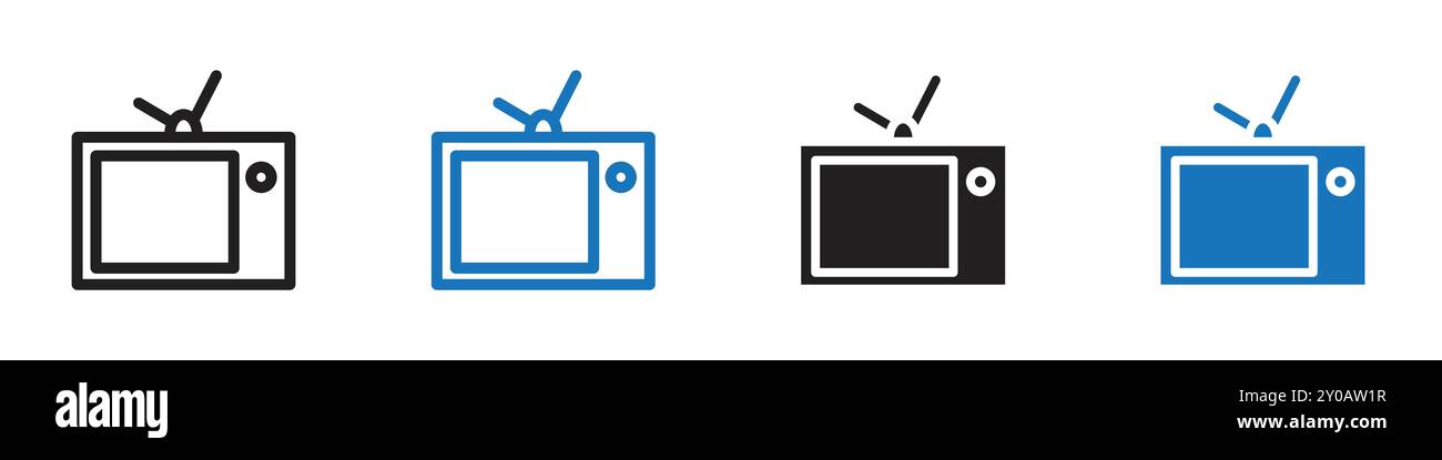 tv ivon linear vector graphics sign or symbol set for web app ui Stock Vector