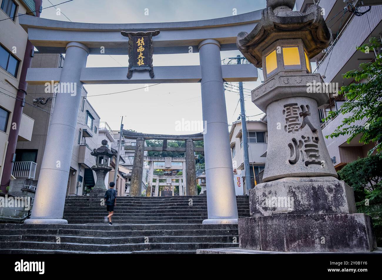 Torii gates at the Suwa Shrine, Nagasaki, Japan Stock Photo