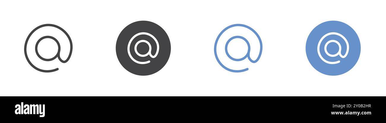 address icon Flat set in black and white color outline vector mark ...