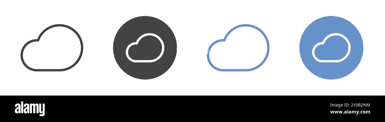 Cloud icon Flat set in black and white color outline vector mark Stock Vector