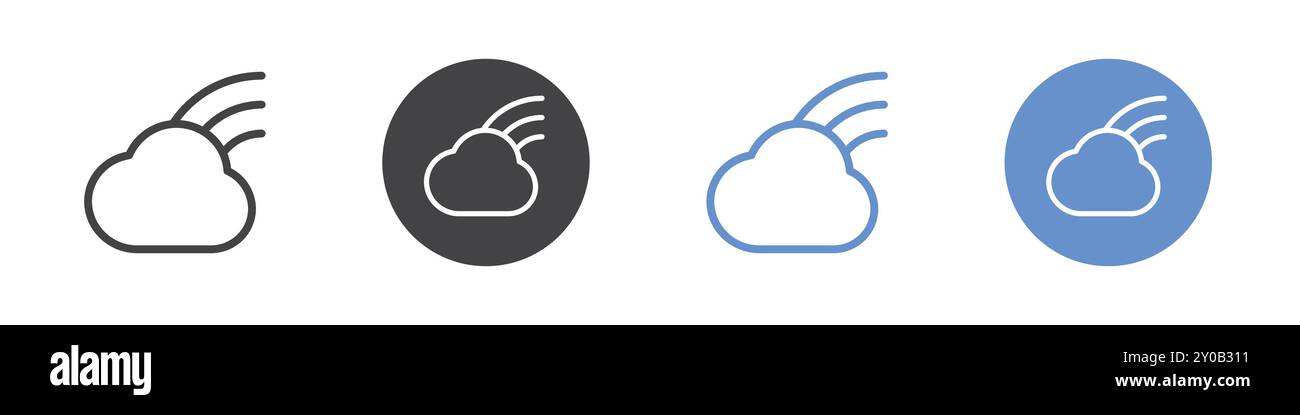 Rainbow cloud Flat set in black and white color outline vector mark Stock Vector