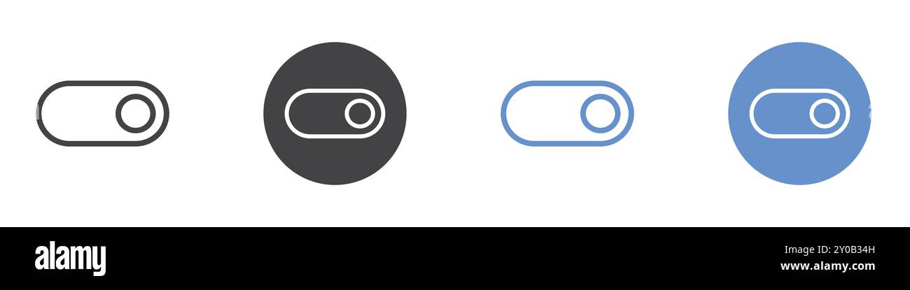 Toggle icon Flat set in black and white color outline vector mark Stock Vector