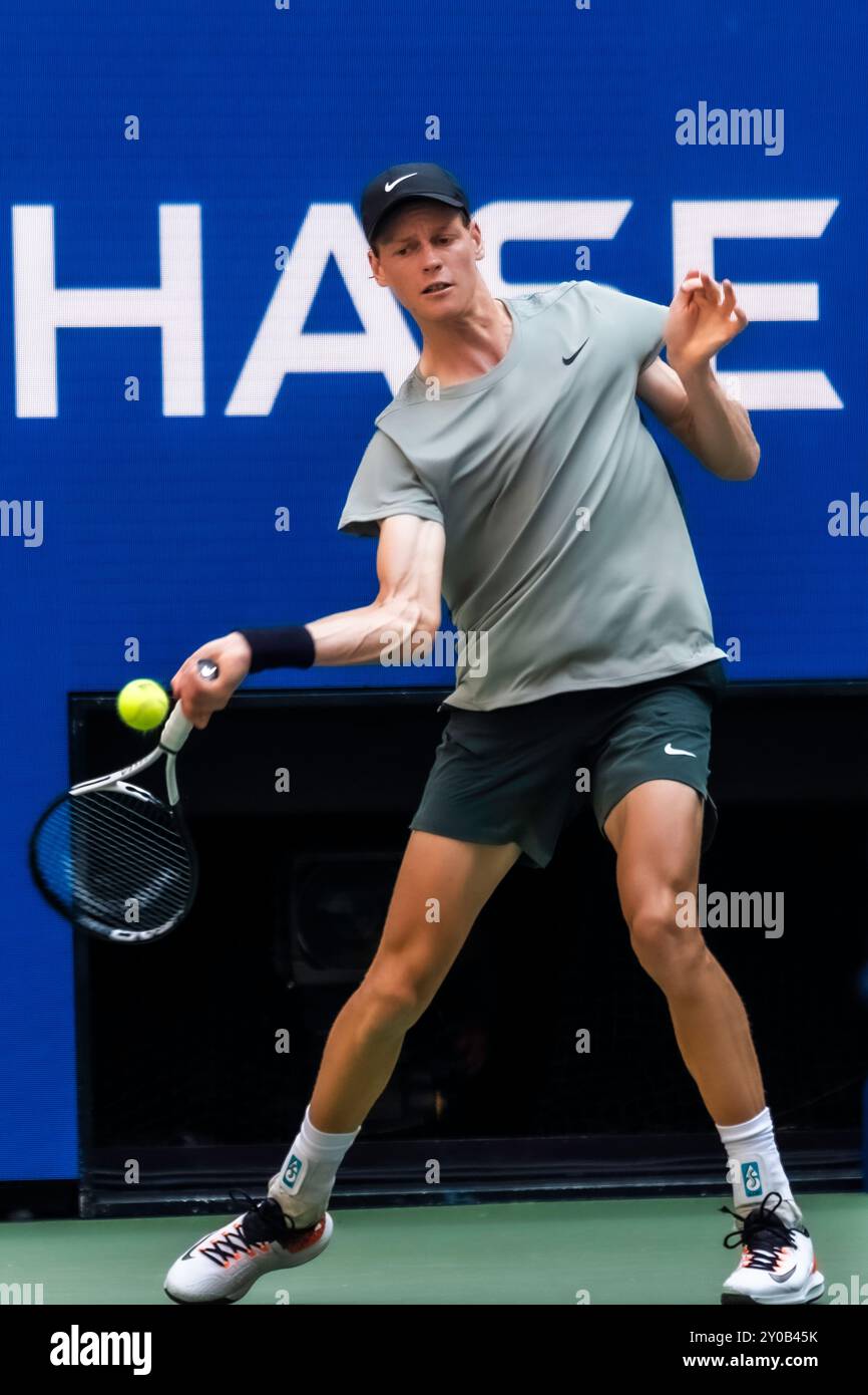 Jannik sinner us open 2024 flushing hires stock photography and images