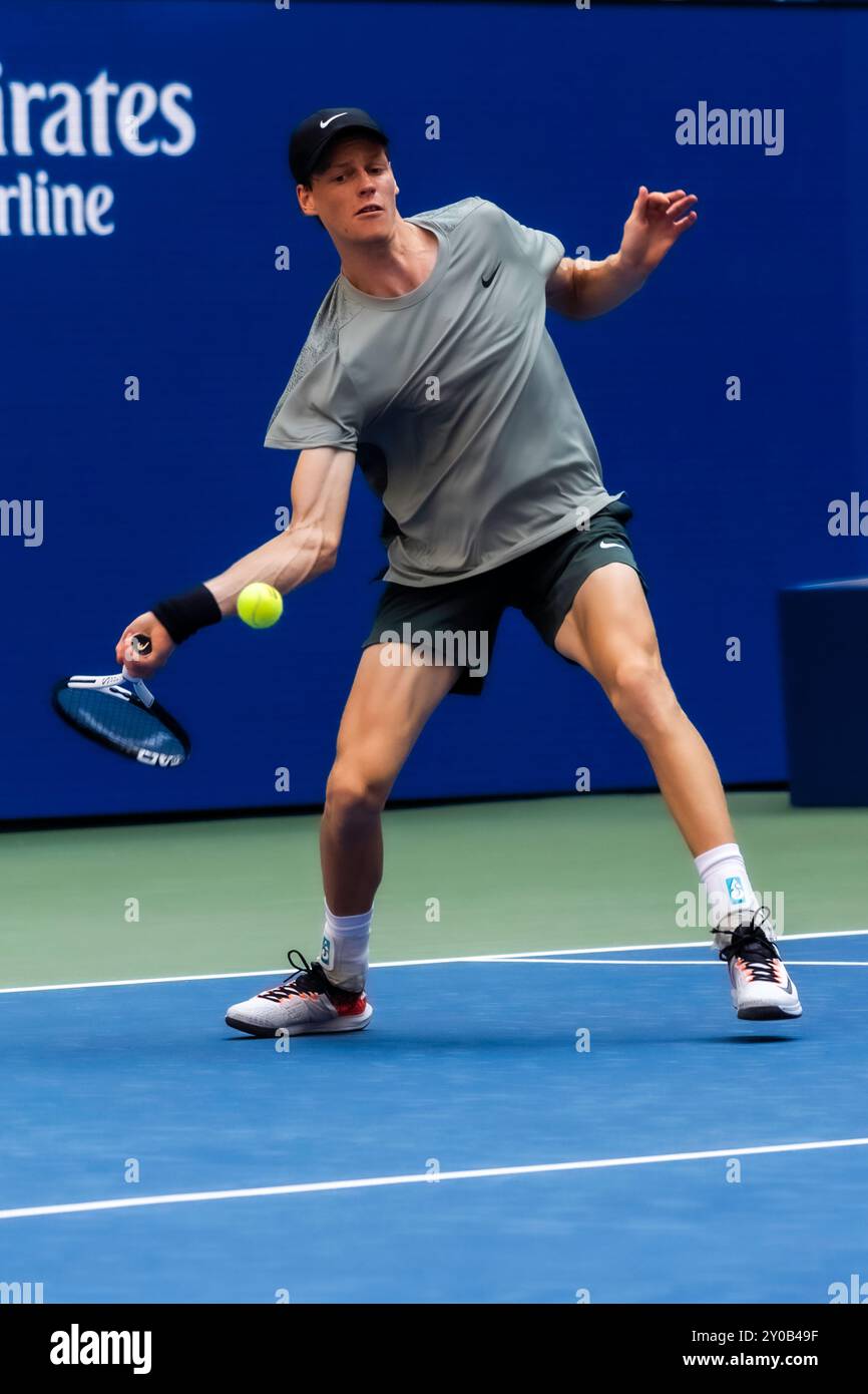 Jannik sinner us open 2024 flushing hires stock photography and images