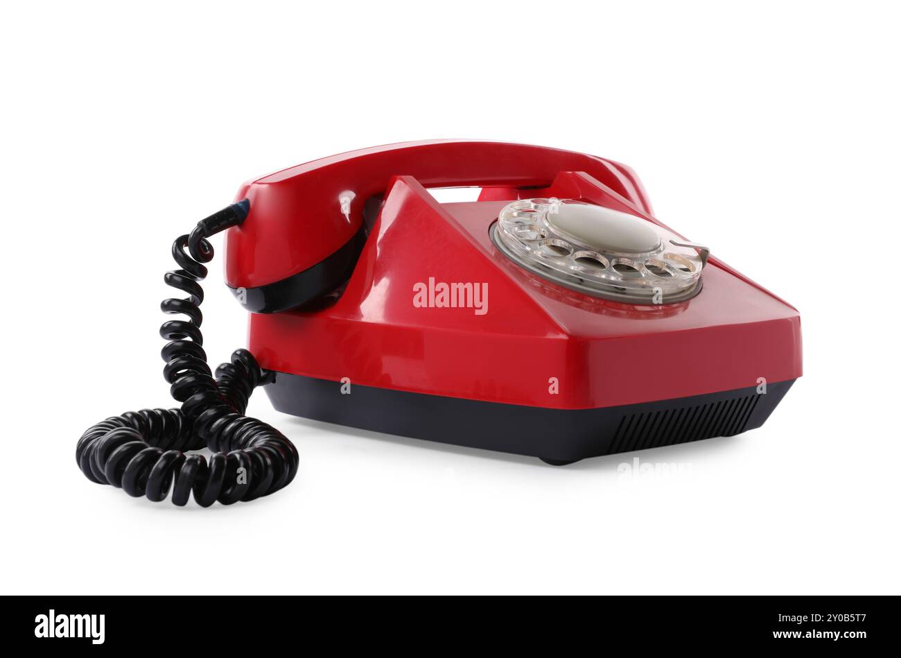 One red telephone with handset isolated on white Stock Photo - Alamy