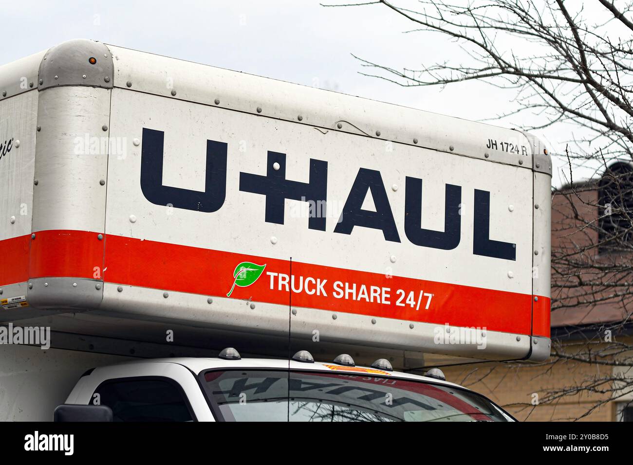 Prattville, Alabama, USA-March 5, 2024: Illustrative editorial close up image of a U-Haul van featuring the brand name. Stock Photo