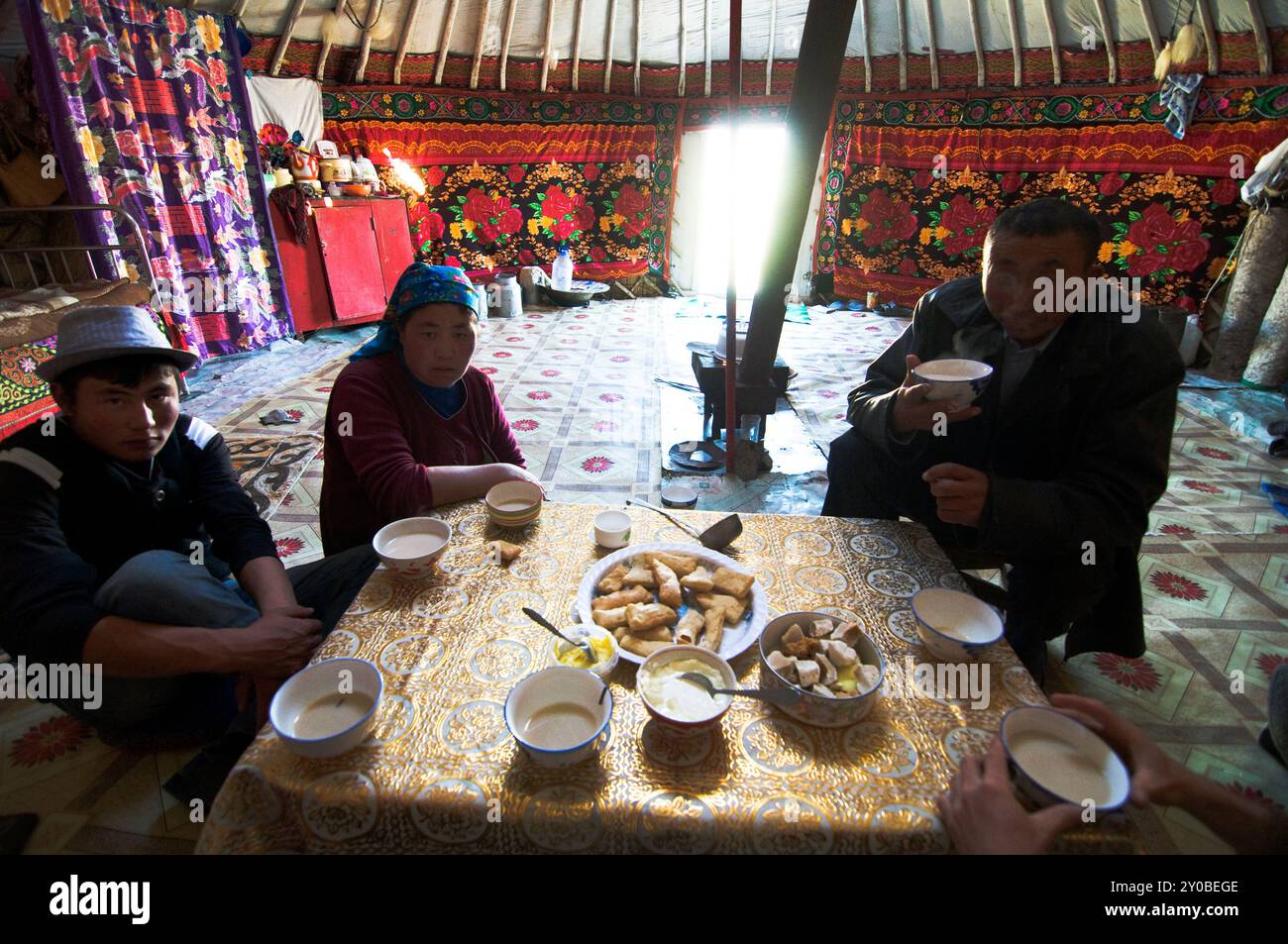Visiting a traditional Kazakh yurt in Western Mongolia Stock Photo - Alamy