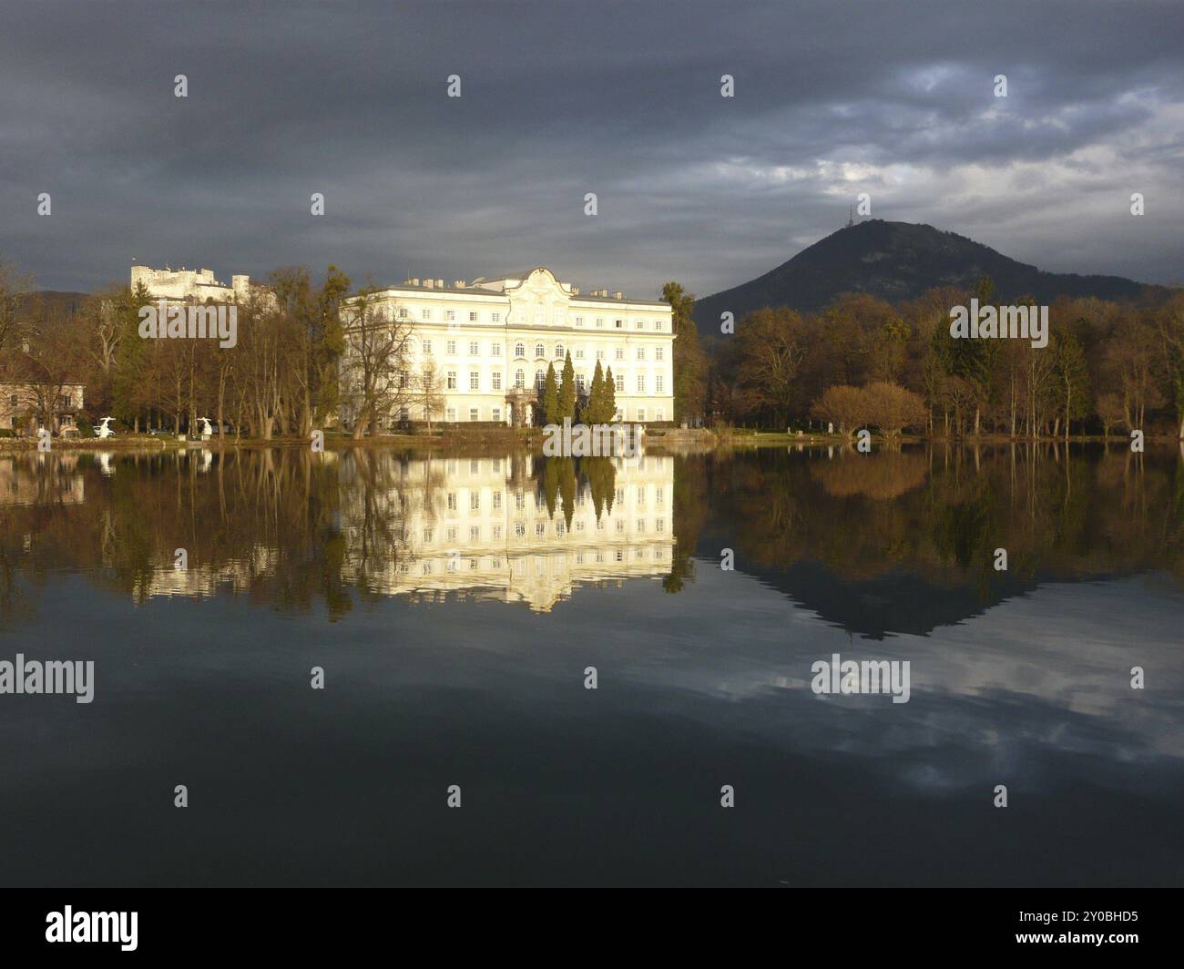 Leopoldskron Castle in front of the Hohensalzburg and the Gaisberg ...