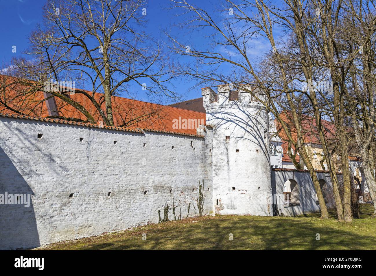 Medieval town wall in Landsberg am Lech Stock Photo