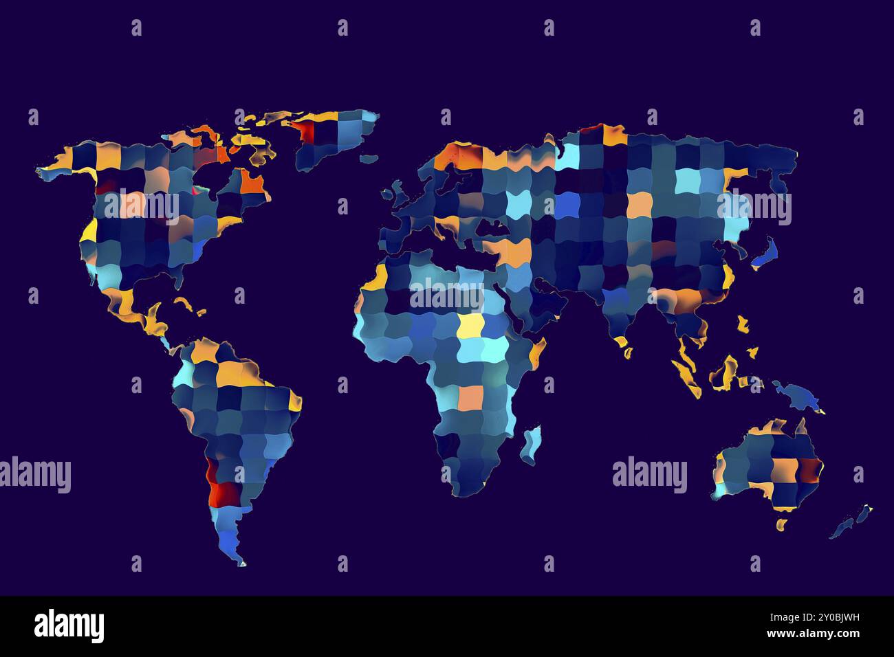 Roughly outlined world map with a colorful background patterns Stock ...