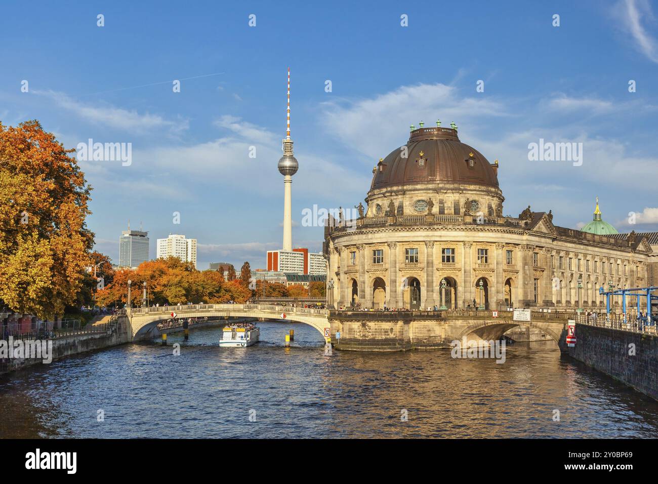 Berlin Germany, city skyline at Museum Island with autumn foliage ...