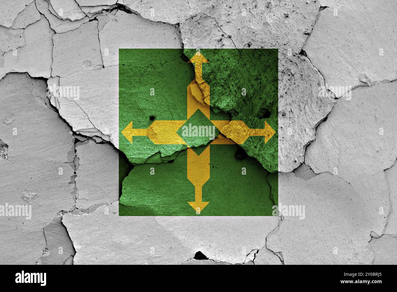 Flag of Brasilia painted on cracked wall Stock Photo - Alamy