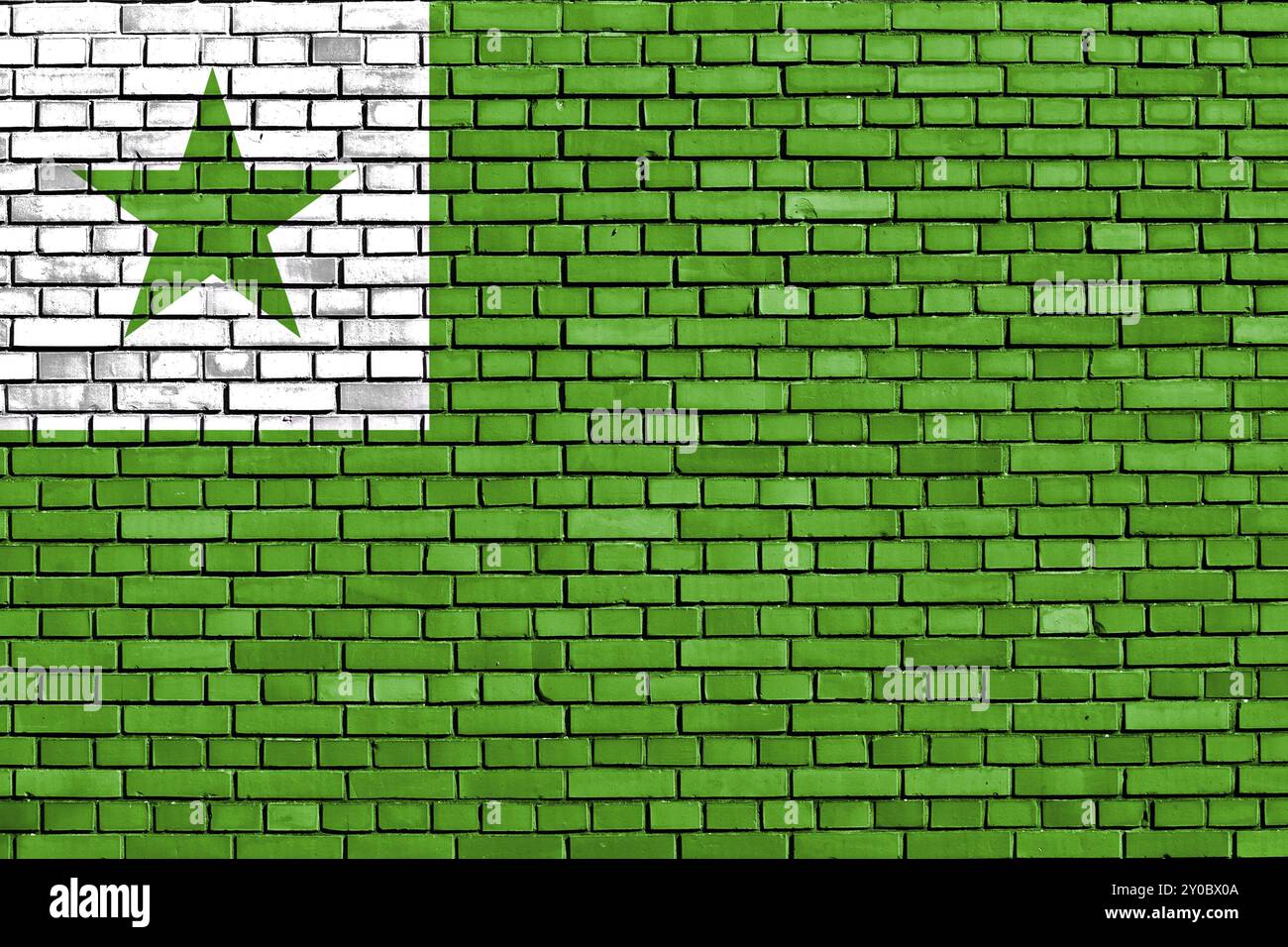 Flag of Esperanto painted on brick wall Stock Photo