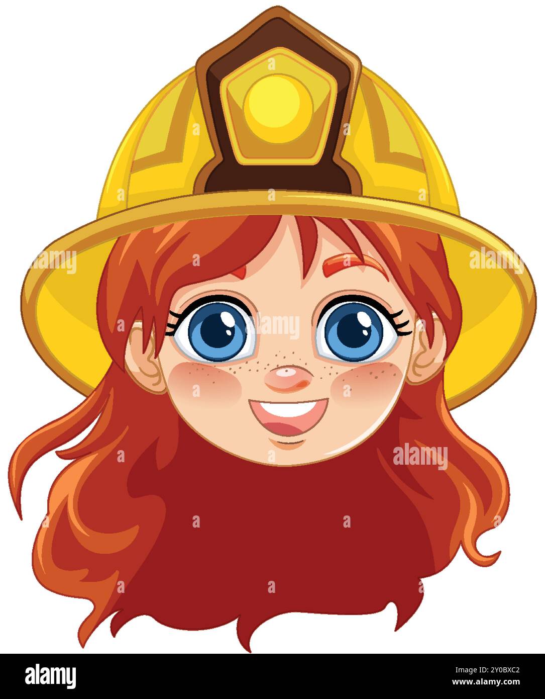 Happy girl in firefighter helmet vector Stock Vector Image & Art - Alamy