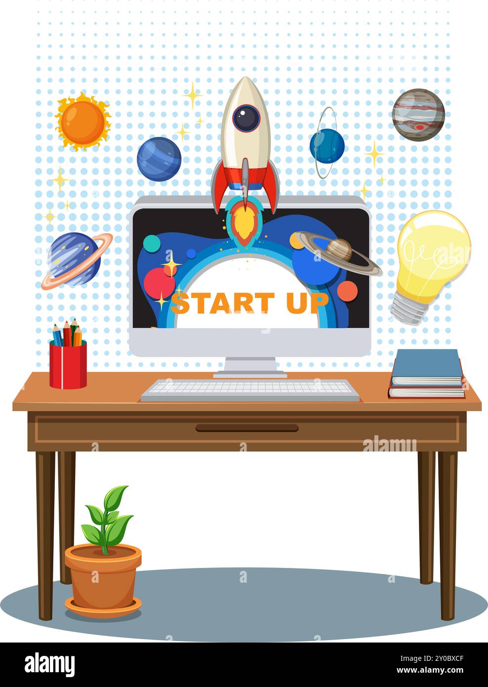 Rocket launching from computer screen Stock Vector Image & Art - Alamy