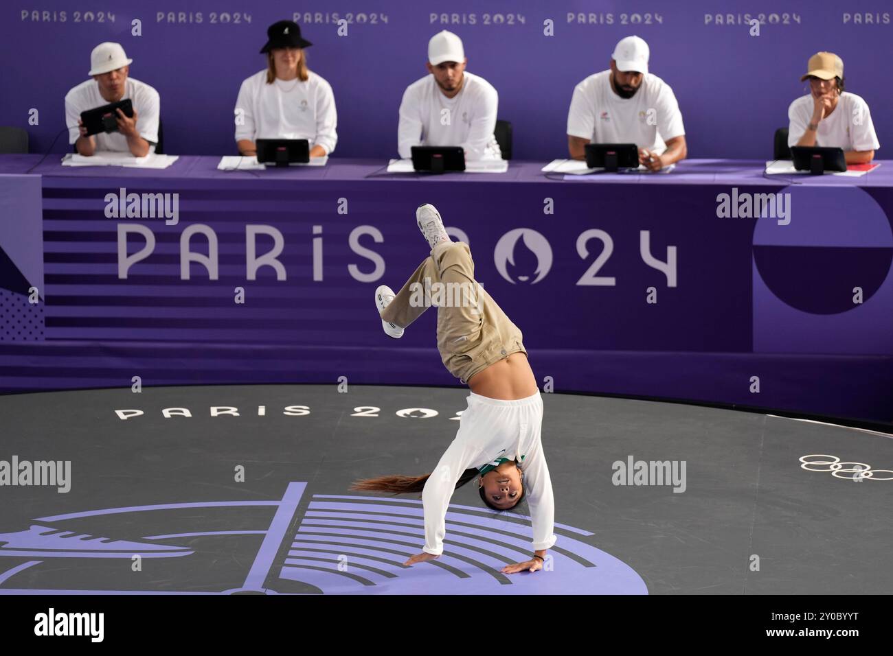 FILE United States Logan Edra, known as BGirl Logistx, competes during the Round Robin Battle