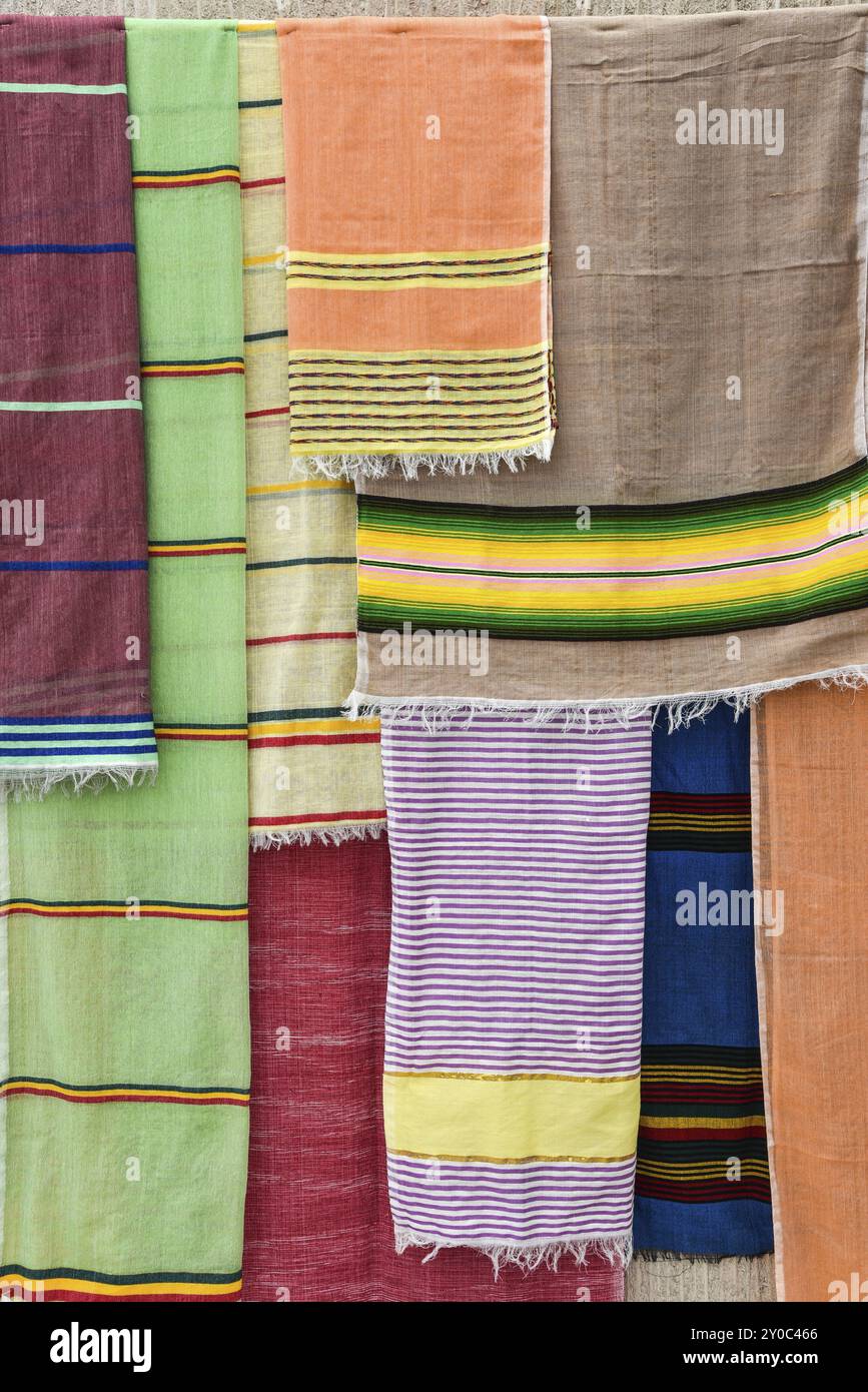 Den Helder, Netherlands, May 2022. Various pieces of colored linen and cotton Stock Photo