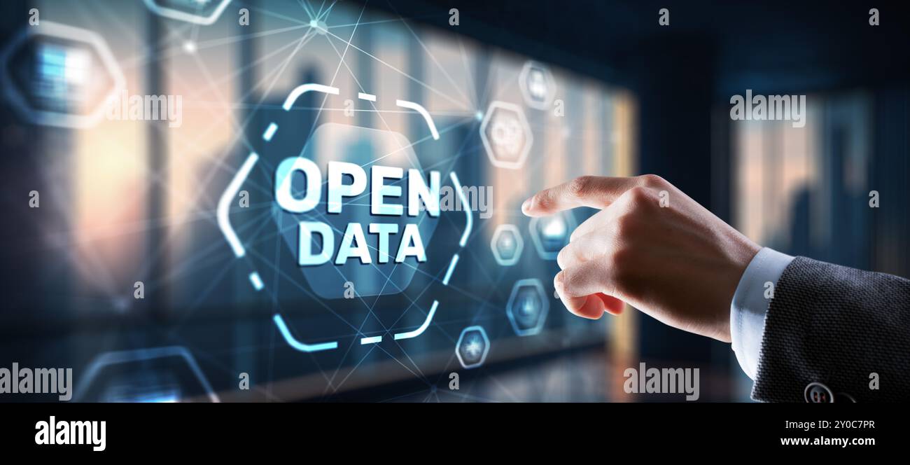 Open data api internet technology concept. Online documentation database. Stock Photo