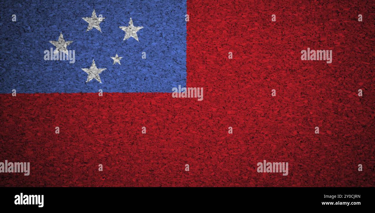 The Samoa flag painted on a cork board Stock Photo - Alamy