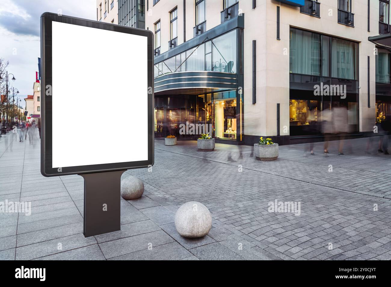 Blank Mockup Of Vertical Street Advertising Poster Billboard In Busy ...