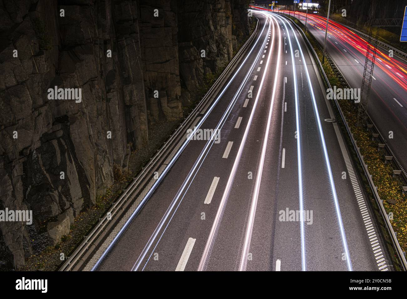 Long exposure night photo of busy highway traffic Stock Photo - Alamy