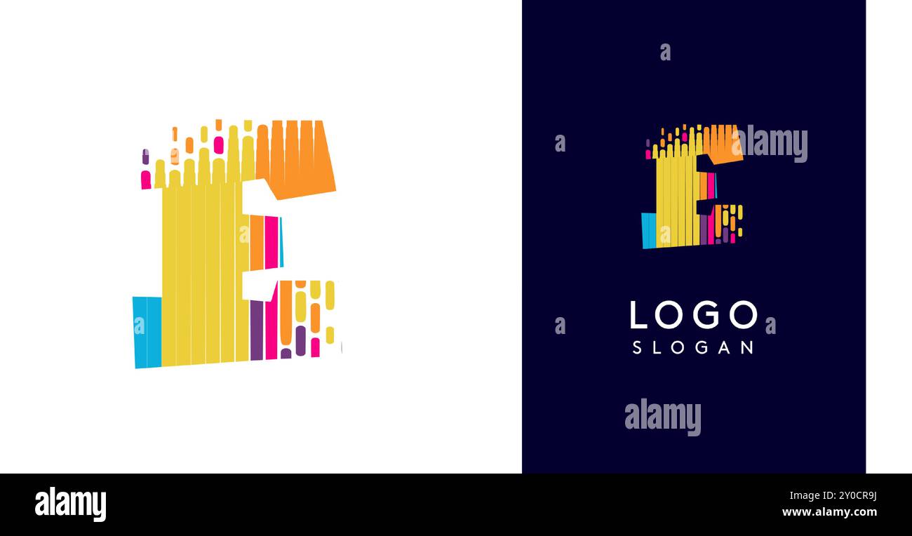 Colorful stripes transitioning into pixel-like elements fat logo ...