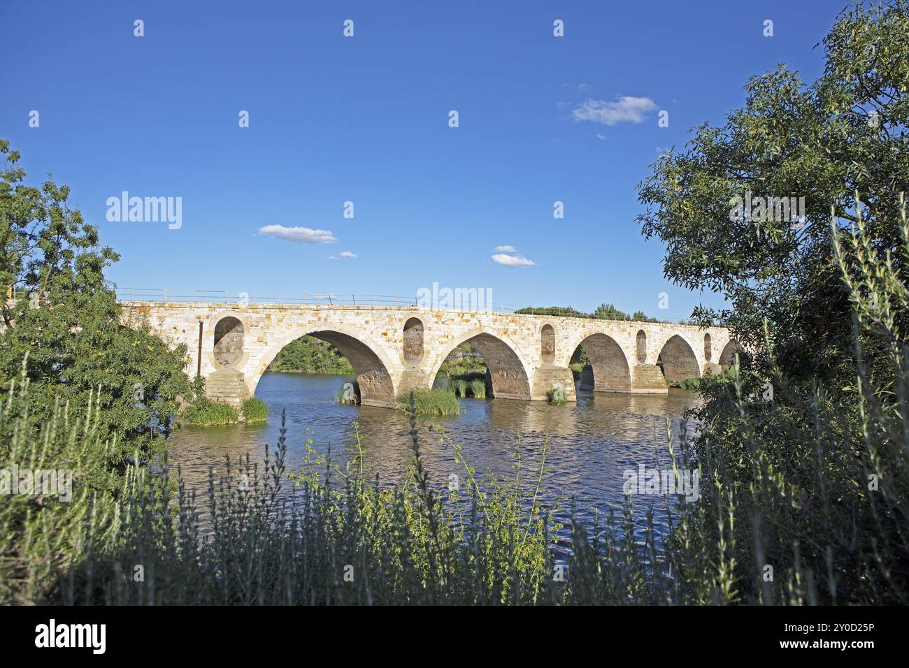 Puente de Piedra over the river Rio Duero, Romanesque bridge, Zamora, province of Zamora, Castile and Leon, Spain, Europe Stock Photo