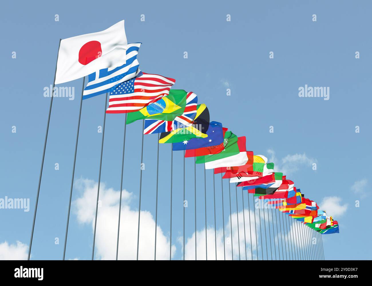 Flags of all nations and blue sky Stock Photo - Alamy