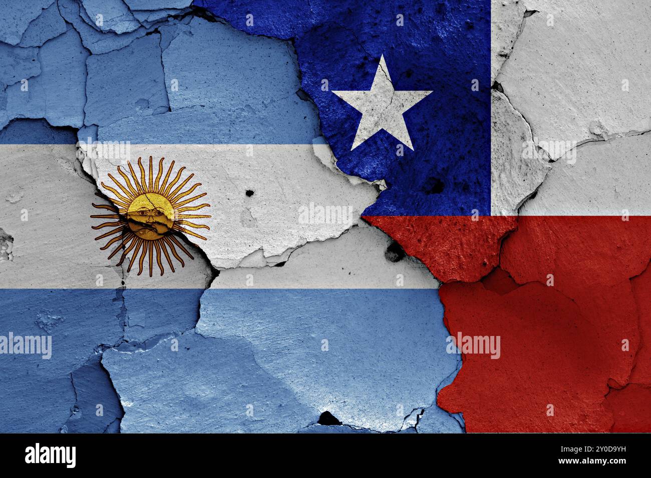 Flags of Argentina and Chile painted on cracked wall Stock Photo - Alamy