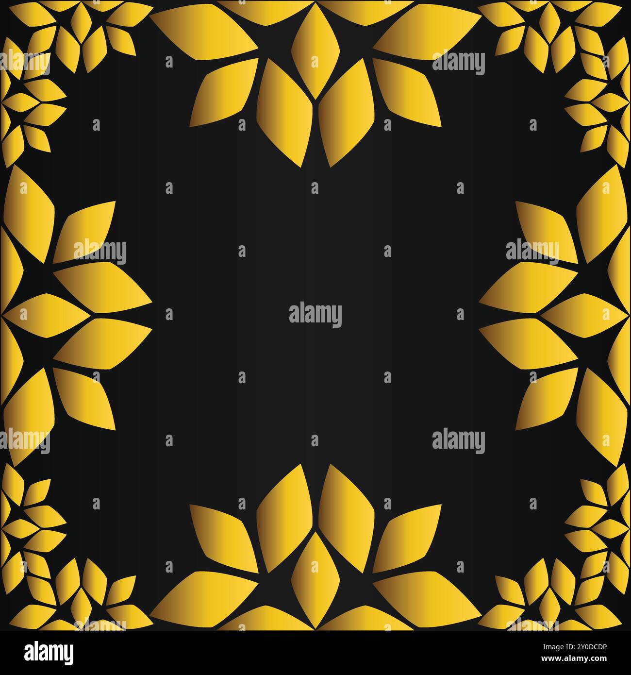 luxury golden floral frame on black backgound Stock Vector Image & Art ...