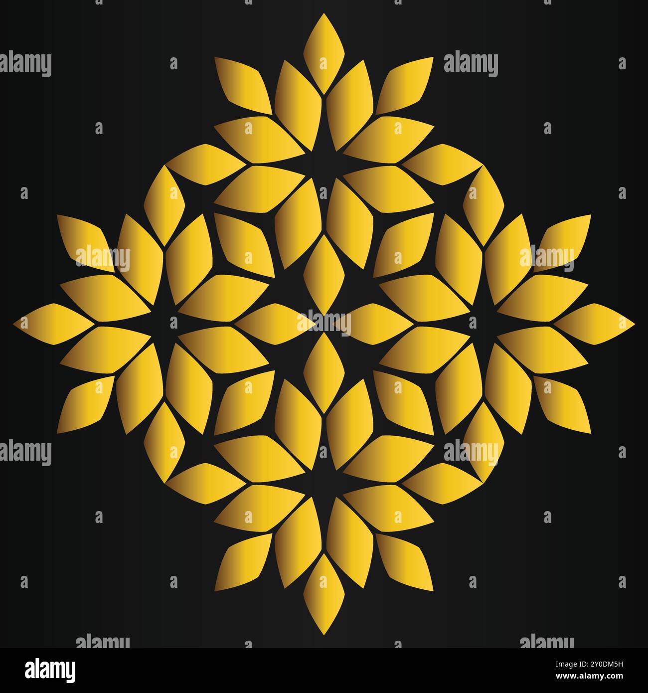 luxury golden flower design on black background Stock Vector Image ...