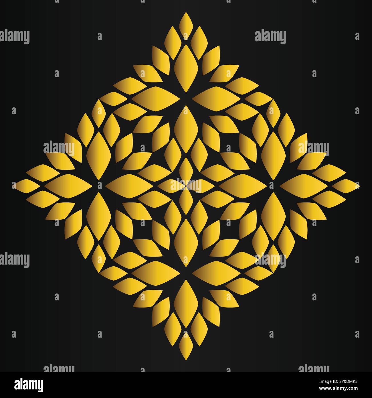 luxury golden flower design on black background Stock Vector Image ...