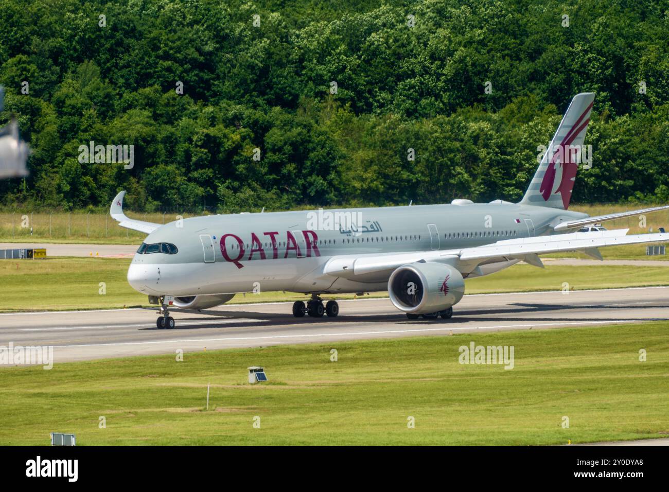 Quatta R Geneva, Switzerland - June 16, 2024: sign and logo on an Airbus A350 ...