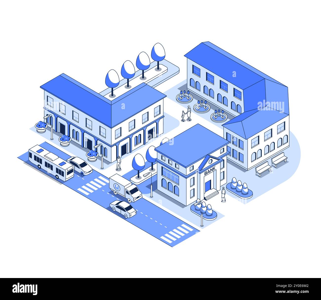 City bank and municipal buildings - vector isometric illustration Stock ...